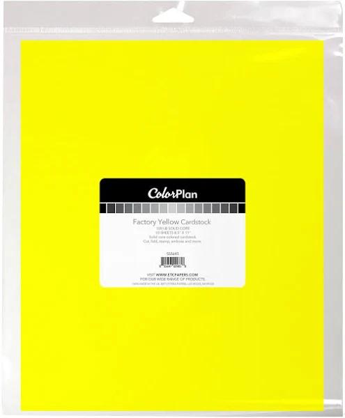 ColorPlan 100lb Cover Solid Cardstock 8.5"x 11" 10 Pack - Factory Yellow