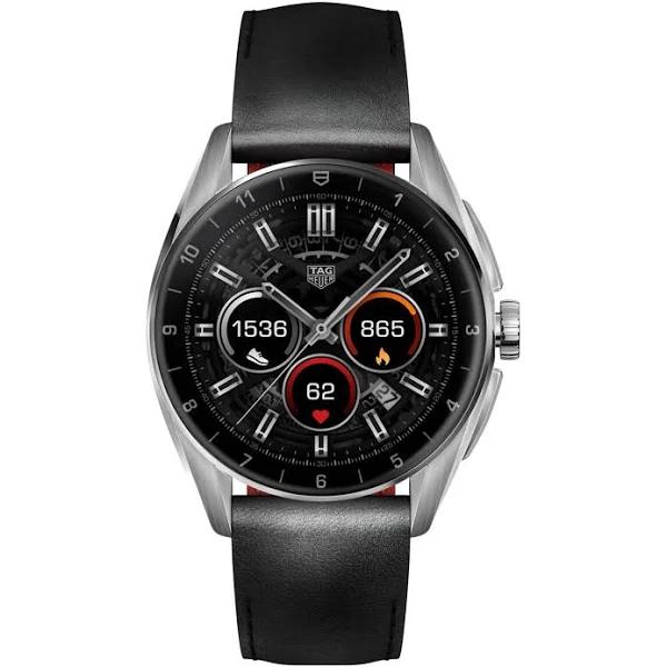 Tag Heuer Connected Watch Calibre E4 - 42 mm - Black Leather Strap - Steel Case - OLED Display