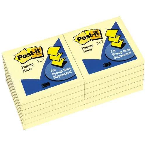 Post-It Pop-up Notes 76 x 76mm Yellow 12 Pack