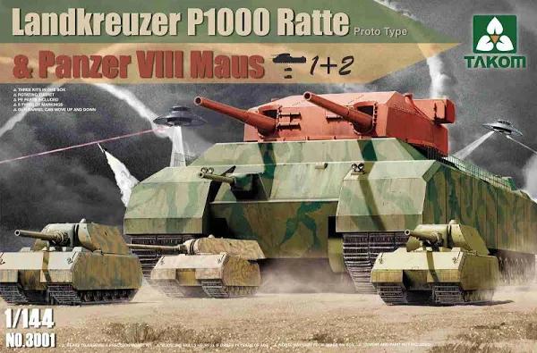 Takom 1/144 Landkreuzer P1000 Ratte & Panzer VIII Maus Model Kit