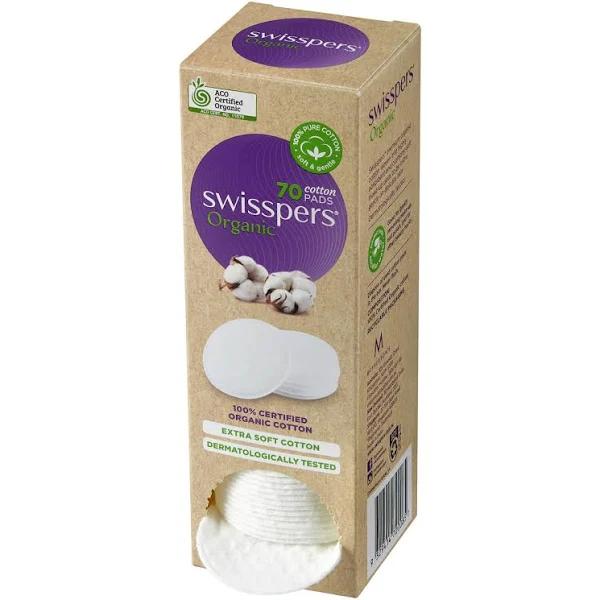 Swisspers Organic Round Cotton Pads Eco Dispenser 70 Pack