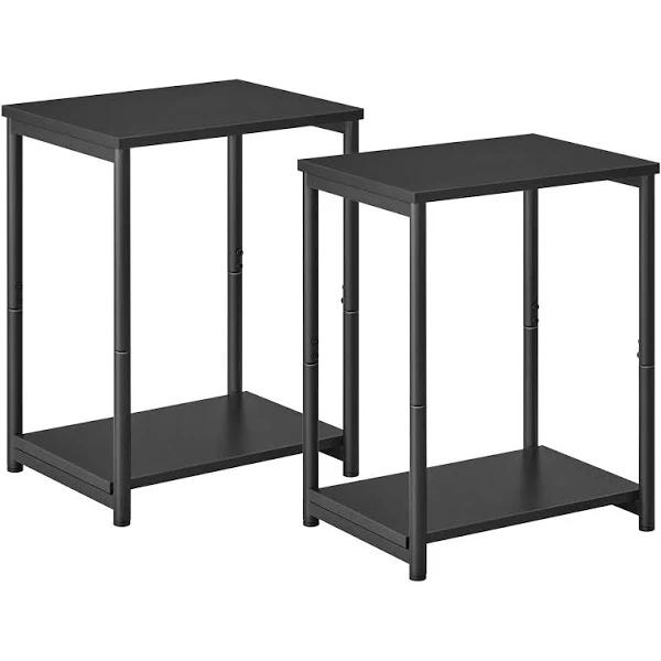 VASAGLE Side Table Set of 2 Charcoal Gray and Black With Storage Shelf