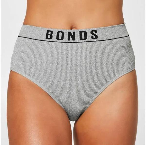 Retro Rib Hi Hi Briefs - Bonds | Grey | Size 16 | Recycled