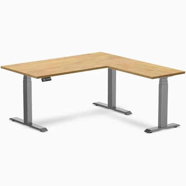 Desky Rubberwood L-Shape Sit Stand Desk