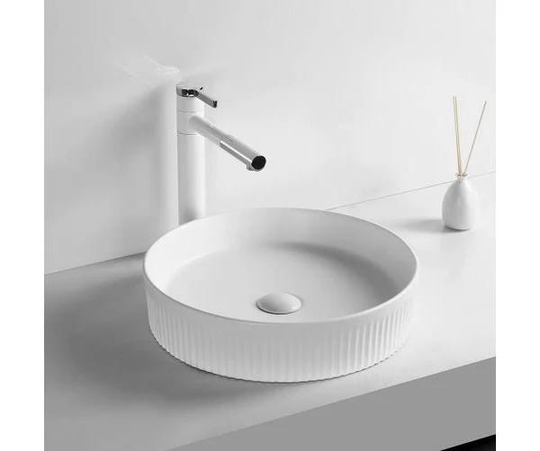 Round Ceramic Basin Bathroom Vanity Sink Hand Wash Bowl Above Counter White