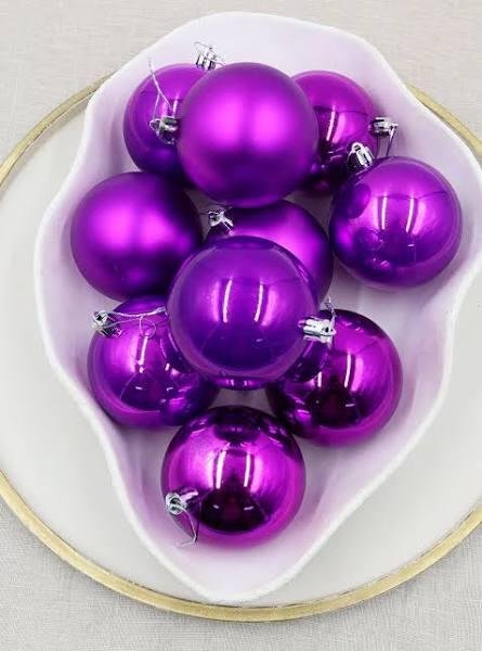 Purple Christmas Baubles 80mm Pearl Matt 48 Pack