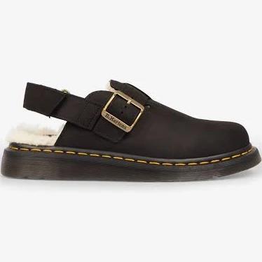 Dr Martens Jorge II Faux Fur Lined Mules in Black Leather