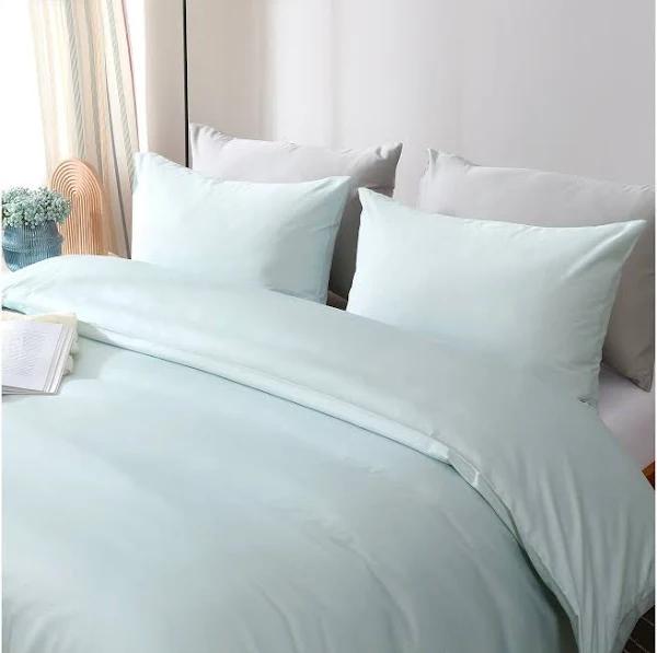 Justlinen Luxury 500TC Cotton Queen Size Quilt Cover Set Duvet Cover Bedding Set-Light Blue - AfterPay & zipPay Available