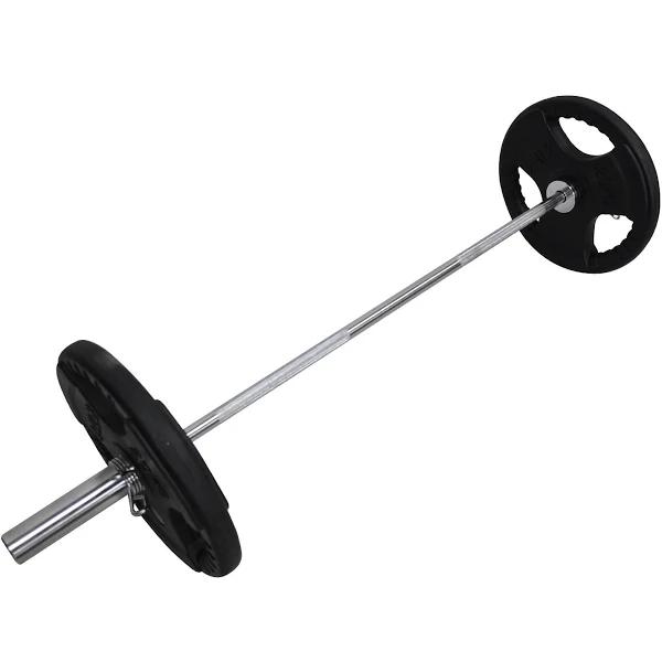 Total 49kg - 150cm Olympic Barbell Bar + 20kg x 2 Rubber Coated Weight Plate