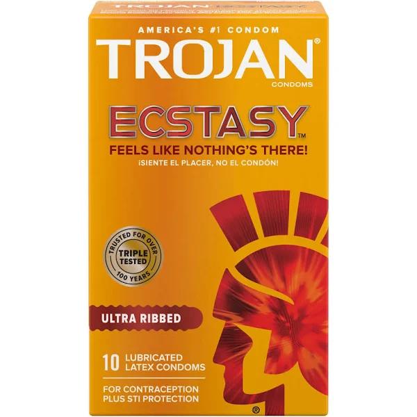 Trojan Condoms, Ecstasy, Ultra Ribbed - 10 condoms