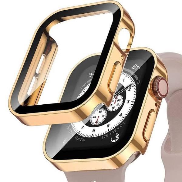 Tempered Glass Scratch Proof Case For Apple Watch, Screen Protector For Apple Watch, Cover For Apple Watch, Rose Gold / 45mm (Series 7-8)