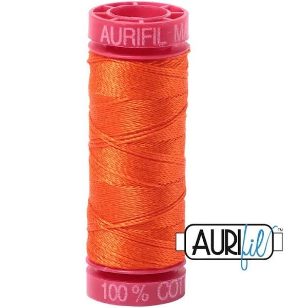 Aurifil Cotton Mako 1104 Neon Orange Thread NE 12 Cotton Mako 50m Spool