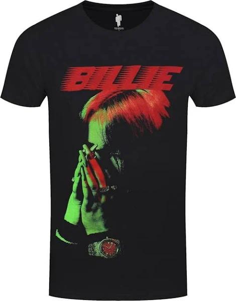 Billie Eilish Unisex Adult Hands Face Cotton T-Shirt (Black) (M)