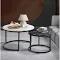 Oikiture Set of 2 Coffee Table Round Nesting Side End Table White & Black