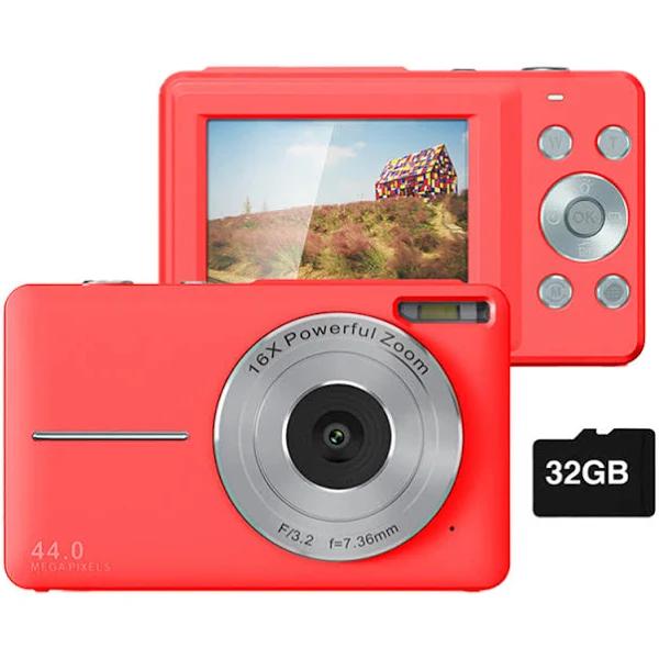 16x Zoom Digital Camera with 32GB Card 1080P Mini Video Camera for Teens Kids Red - AfterPay & zipPay Available