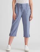 Rockmans Crop Linen Pants - Womens - Soft Chambray AU Size 16 - AfterPay & zipPay Available