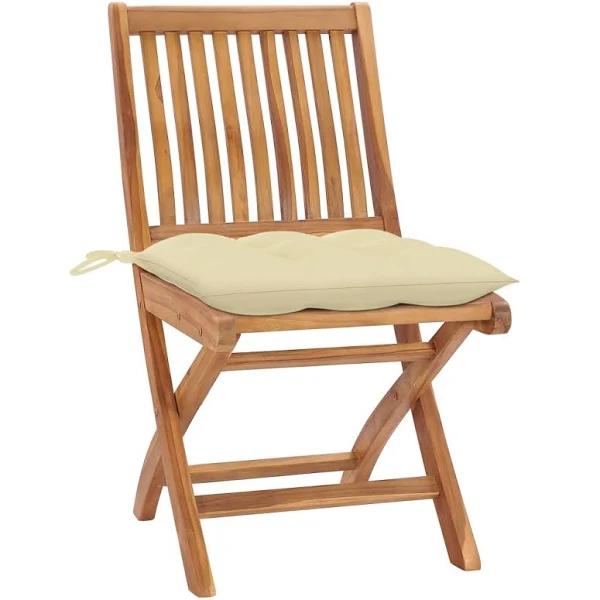 vidaXL Folding Garden Chairs with Cushions 4 pcs. Solid Wood Teak