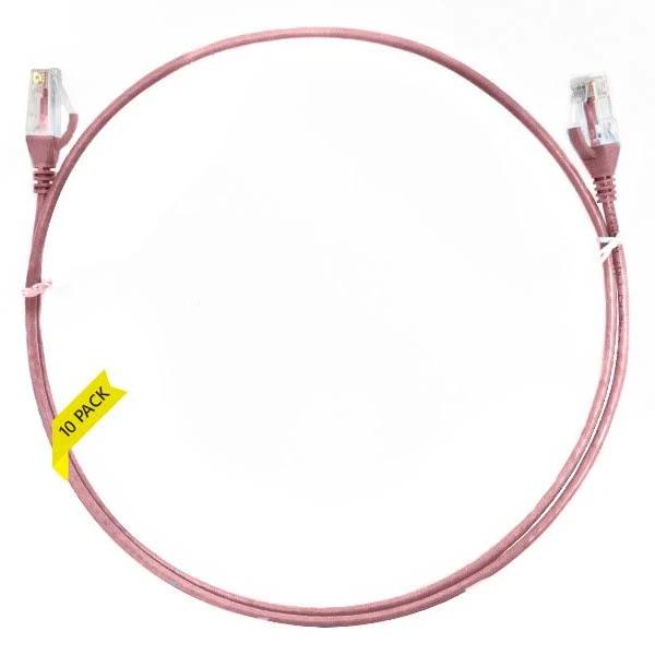 4Cabling 0.15m Cat 6 Ultra Thin LSZH Pack of 10 Ethernet Network Cable - Pink 004.004.7000.10PACK