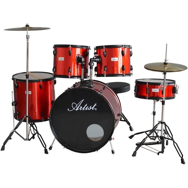 Artist ADR522 5-Piece Drum Kit w/ Cymbals & Stool - Red