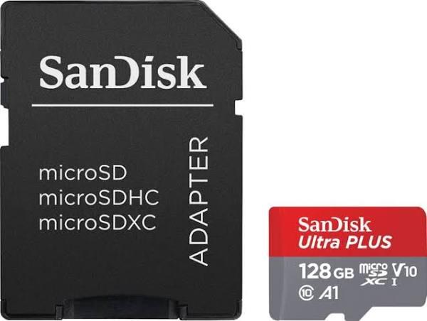 SanDisk - Ultra Plus 128GB microSDXC UHS-I Memory Card - 130MB/s, C10, U1, Full