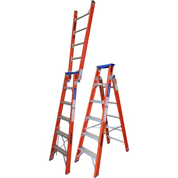 Indalex 1.8m-3.2m 150kg Dual Purpose Fibreglass Ladder