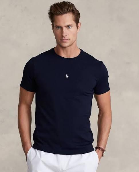 Polo Ralph Lauren - Men's Navy T-shirts - Custom Slim Fit Jersey T-Shirt - Iconic Exclusive - Size XS at The Iconic