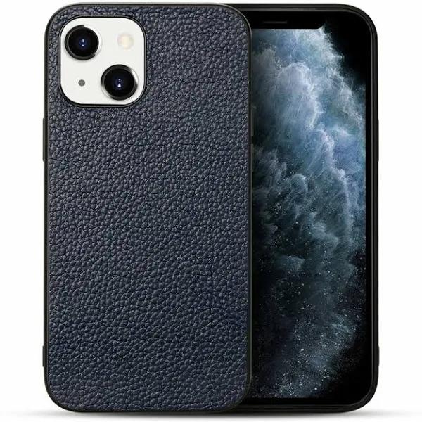 for iPhone 13 Mini Case Genuine Leather Durable Slim Fit Protective Cover Blue - AfterPay & zipPay Available