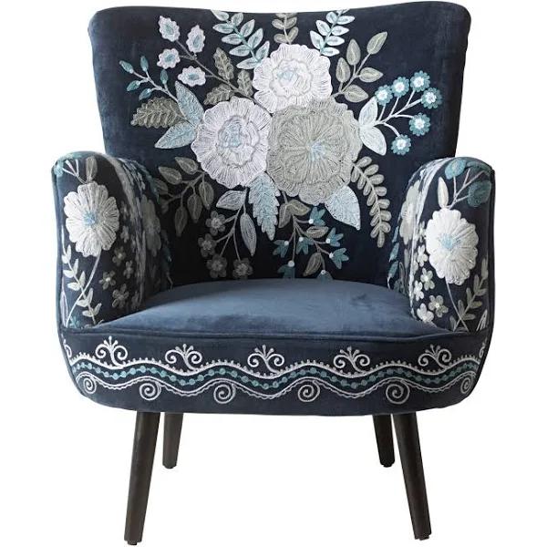 Blooms Embroidered Armchair Indigo Blue | Indigo Base With Light Blue & Neutral Embroidery | Upholstery | Early Settler Furniture