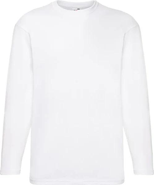 Fruit of The Loom Mens Valueweight Crew Neck Long Sleeve T-Shirt White 4XL