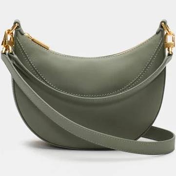 Seed Heritage Leather Crescent Crossbody Bag in Martini Green OS