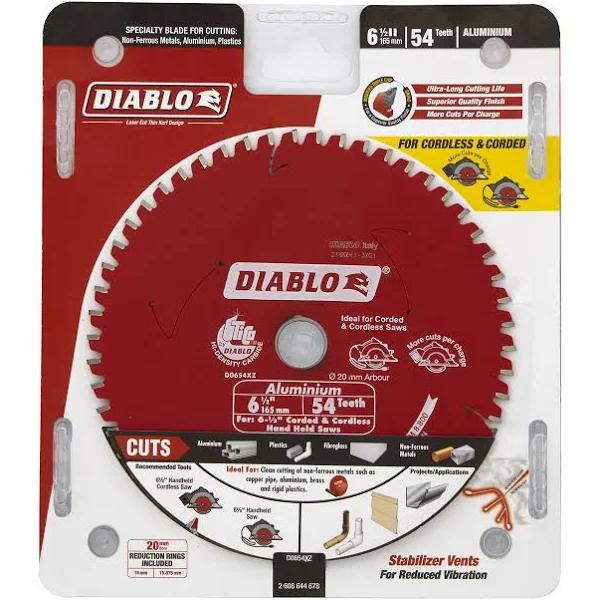 Diablo 165mm 54T Aluminium Plast Circular Saw Blade