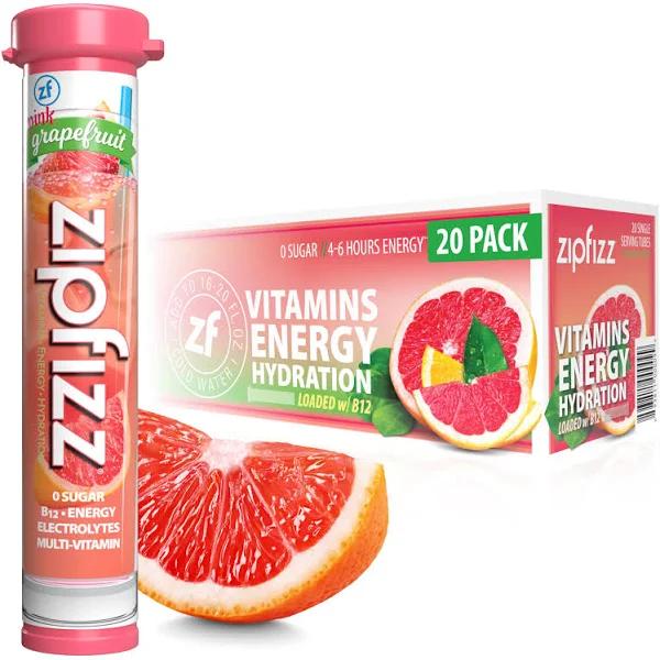 Zipfizz Healthy Sports Energy Mix with Vitamin B12 Pink Grapefruit 20 Tubes 0.39 oz (11 g) Each