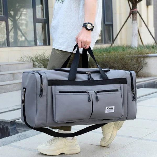 FancyGrab Large Capacity Mens Travel Duffle Bag Luggage Bag Water Resistant Gym Bag Sports Bag Handbags Grey