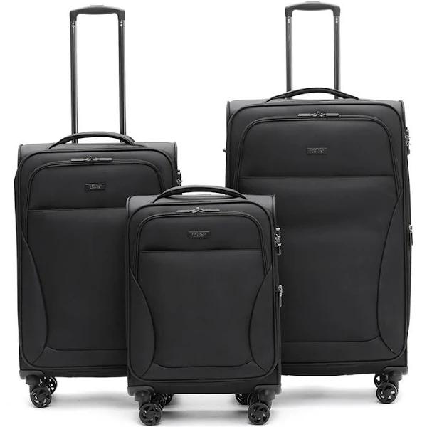 3pc Australian Luggage Co Softside Wings Wheeled Suitcase Luggage Set - Black