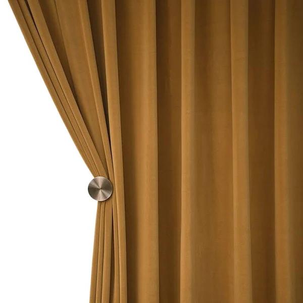 Anyhouz 150cm Mustard High Quality Modern Velvet Blackout Curtains for Living Room Bedroom Dining Luxury Window Drape Rod Pocket