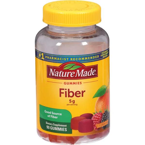 Nature Made, Fiber Gummies, Orange & Mixed Berry, 5 g, 90 Gummies (1.5 G Per Gummy)