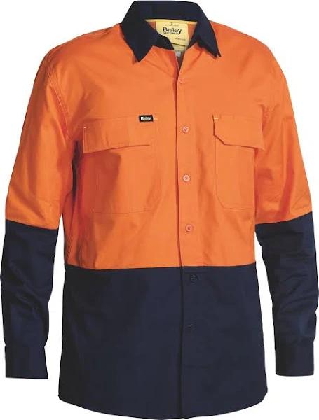 Bisley Hi Vis x Airflow Ripstop Shirt (BS6415) Orange/Navy / S