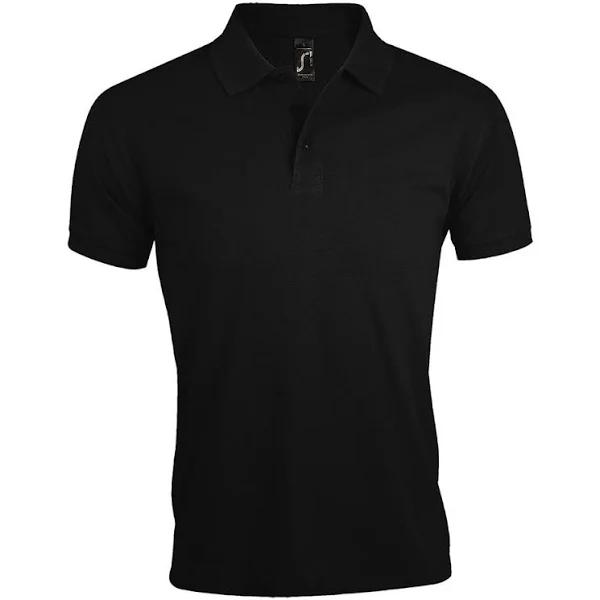 SOLS Mens Prime Pique Plain Short Sleeve Polo Shirt (Black) (L)