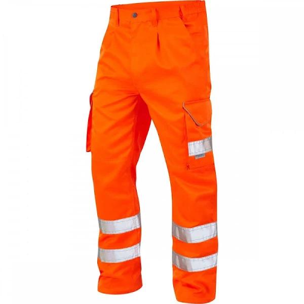 Leo Workwear Bideford ISO 20471 Class 1 Poly/Cotton Cargo Trouser Hi-V