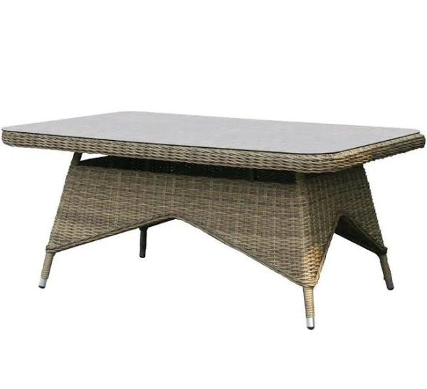 Rosebud Wicker Outdoor Casual Dining Table — Brown by FurnitureOkay