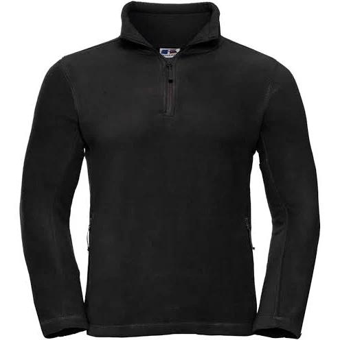 Russell Mens 1/4 Zip Outdoor Fleece Top Black Mens Fleece