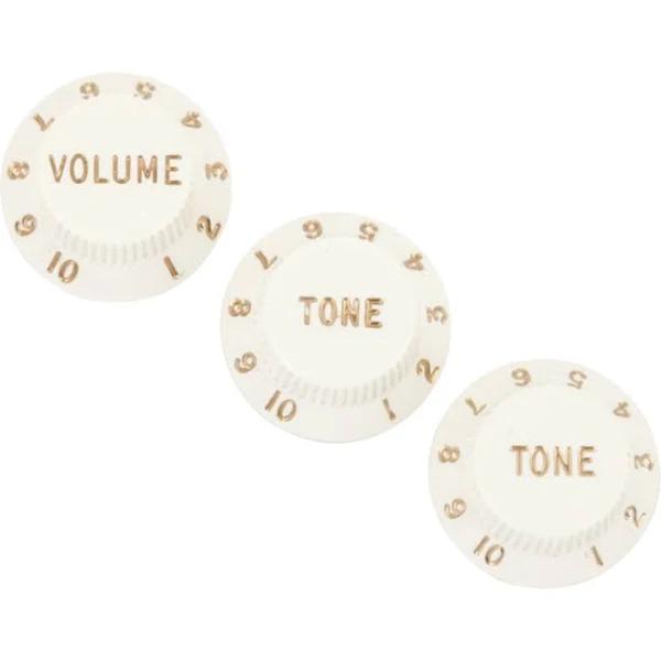 Fender Stratocaster Knobs Set of 3 - Volume, Tone, Tone (Parchment)