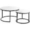 Oikiture Set of 2 Coffee Table Marble Round Nesting White & Black