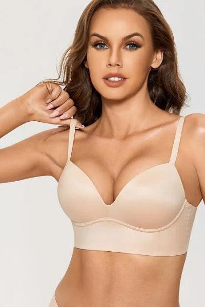 Dobreva Women's Push Up Wireless Bra Padded T Shirt Bras No Underwire Plunge