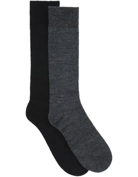 Wool Blend Knee High Boot Sock 2 Pack - Charcoal Marle/Black by Ambra