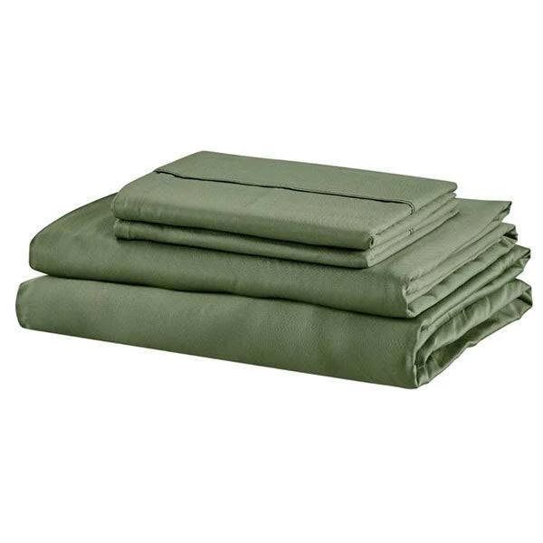 Ovela 100% Natural Bamboo Bed Sheet Set (oil Green, King Single)