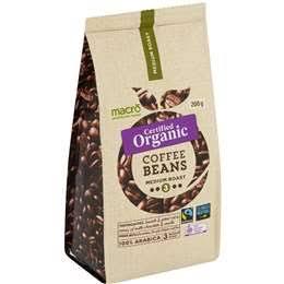 Macro Organic Fairtrade Coffee Beans Medium 200g