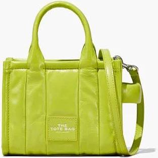 The Shiny Crinkle Leather Mini Tote in Acid Lime