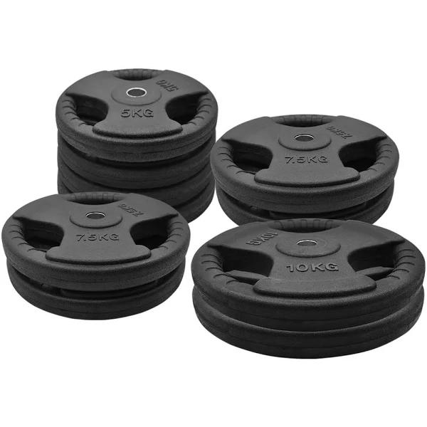 Total 70kg - 5kgx4 + 7.5kgx4 + 10kgx2 - Standard 26.5mm Rubber Coated Weight Plate - Commercial Grade