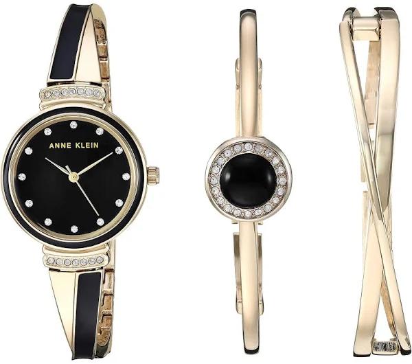 Anne Klein Women's Premium Crystal Accented Watch and Bangle Set